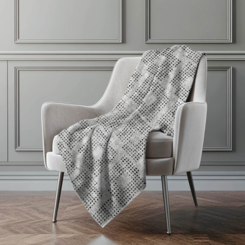 50" X 70" Gray And Silver Geometric Polyester Woven Plush Throw Blanket
