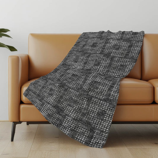 50" X 70" Black And Silver Geometric Polyester Woven Plush Throw Blanket
