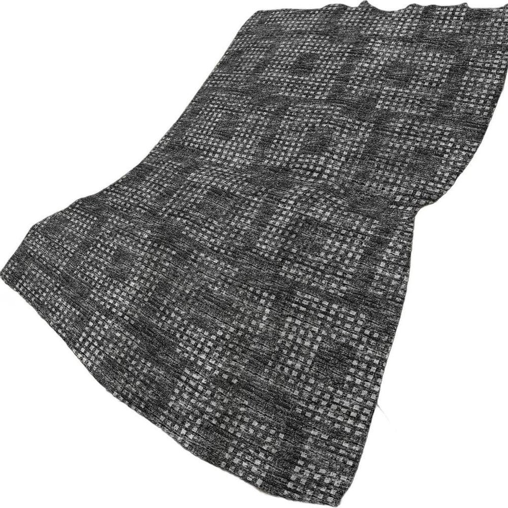 50" X 70" Black And Silver Geometric Polyester Woven Plush Throw Blanket