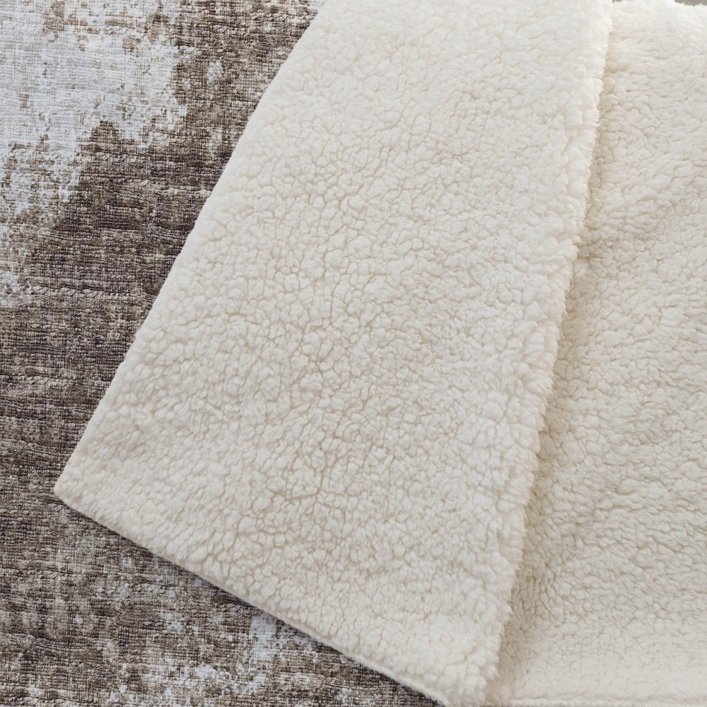 50" X 70" Brown And Beige Abstract Polyester Woven Plush Throw Blanket