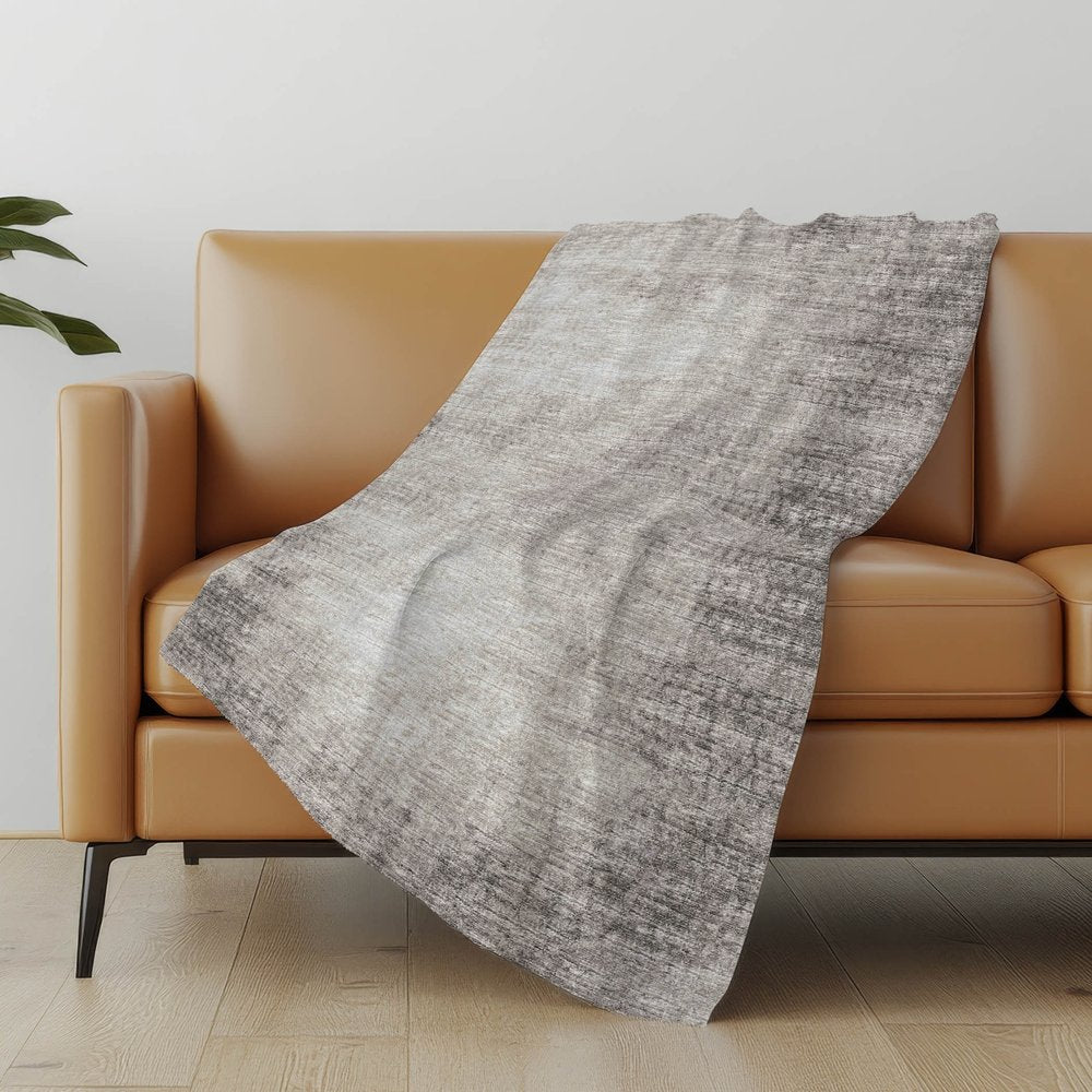 50" X 70" Coffee And Beige Abstract Polyester Woven Plush Throw Blanket