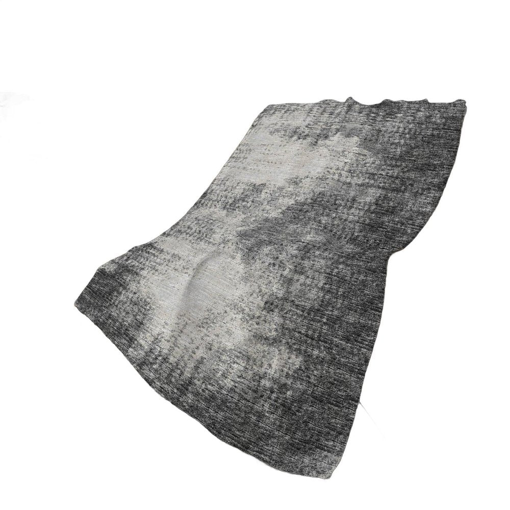 50" X 70" Black And Beige Abstract Polyester Woven Plush Throw Blanket