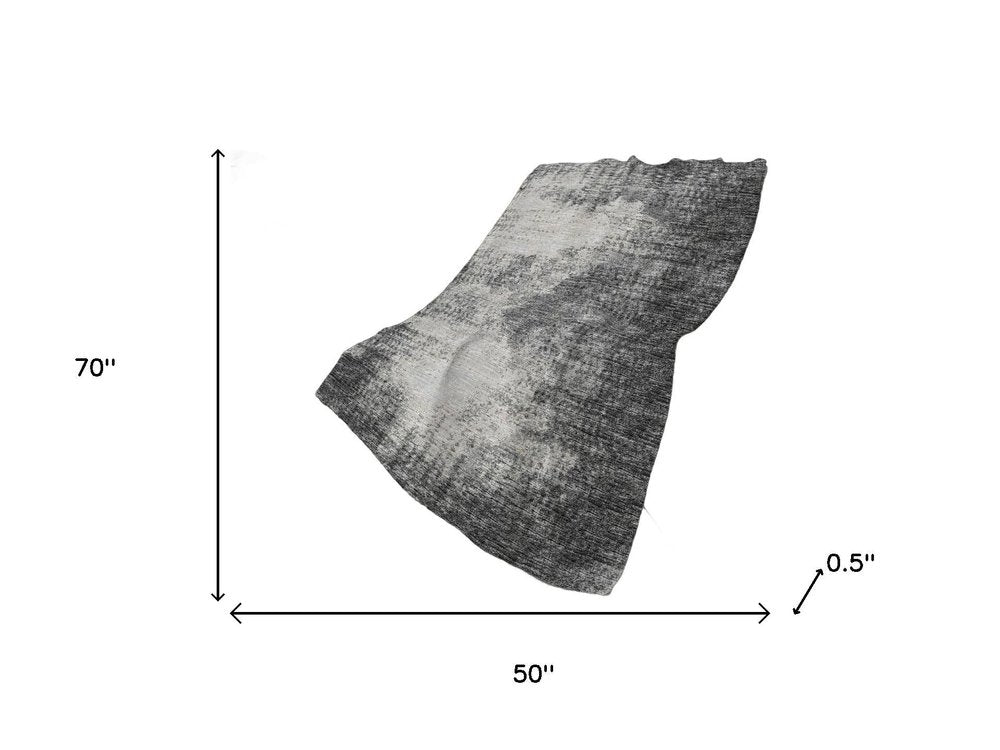 50" X 70" Black And Beige Abstract Polyester Woven Plush Throw Blanket