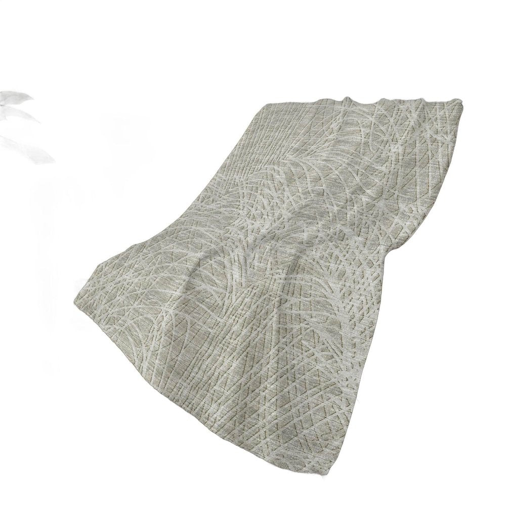 50" X 70" Beige And Gray Abstract Polyester Woven Plush Throw Blanket