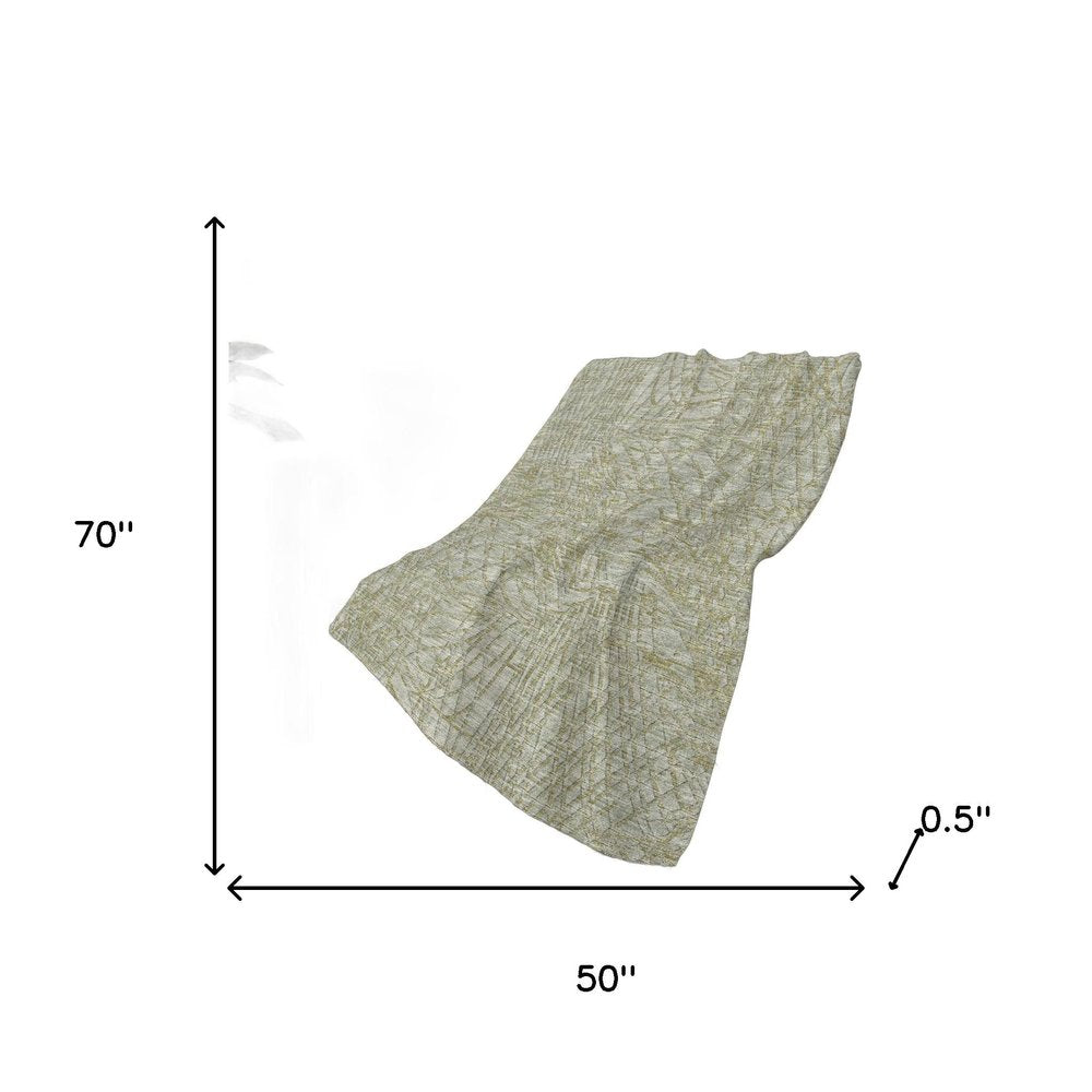 50" X 70" Sage And Beige Abstract Polyester Woven Plush Throw Blanket