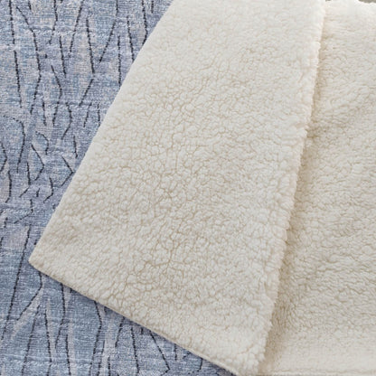 50" X 70" Blue And Beige Abstract Polyester Woven Plush Throw Blanket