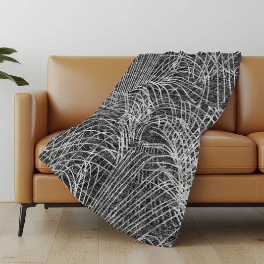 50" X 70" Charcoal And Gray Abstract Polyester Woven Plush Throw Blanket