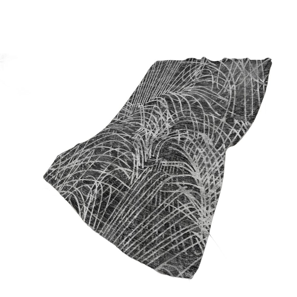 50" X 70" Charcoal And Gray Abstract Polyester Woven Plush Throw Blanket