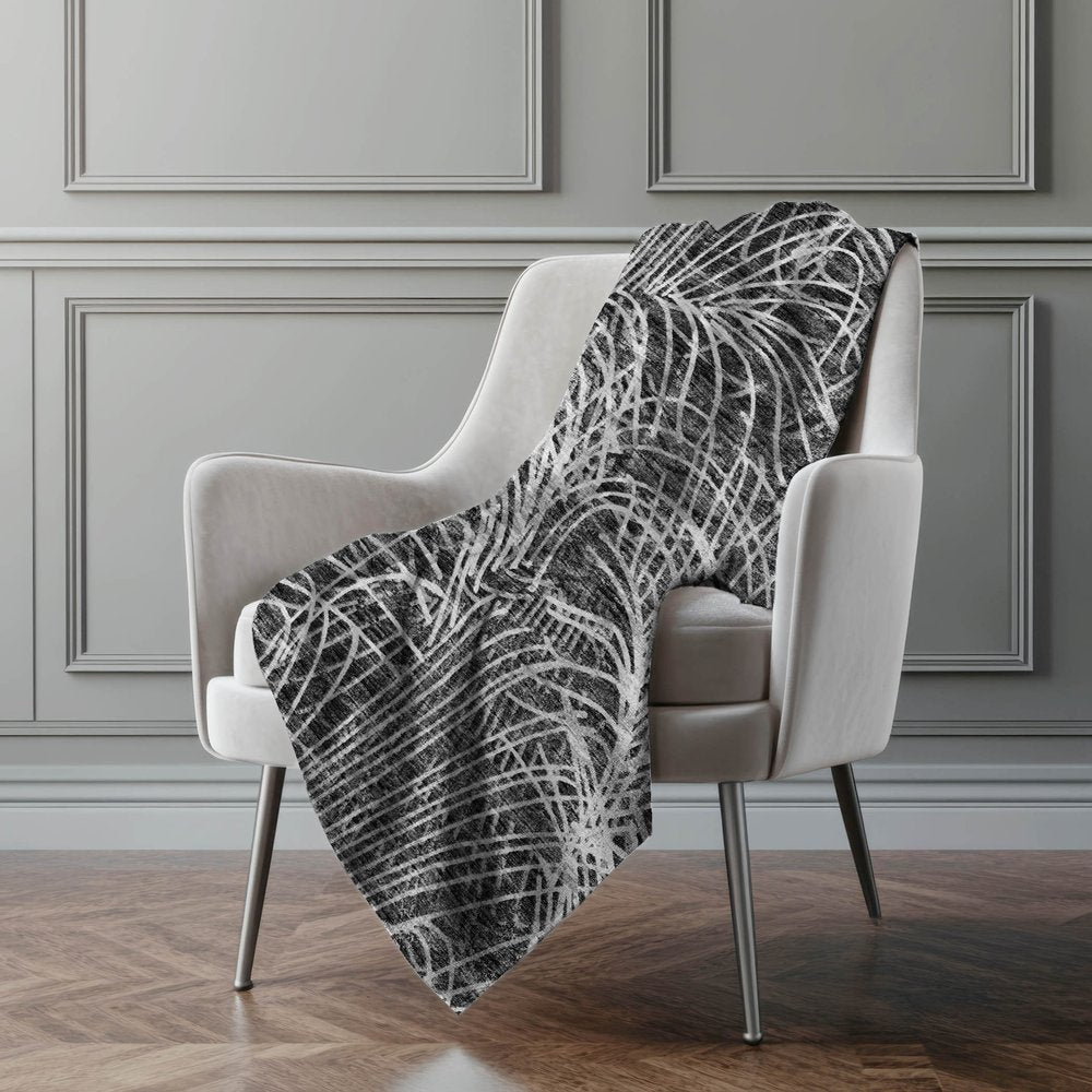 50" X 70" Charcoal And Gray Abstract Polyester Woven Plush Throw Blanket