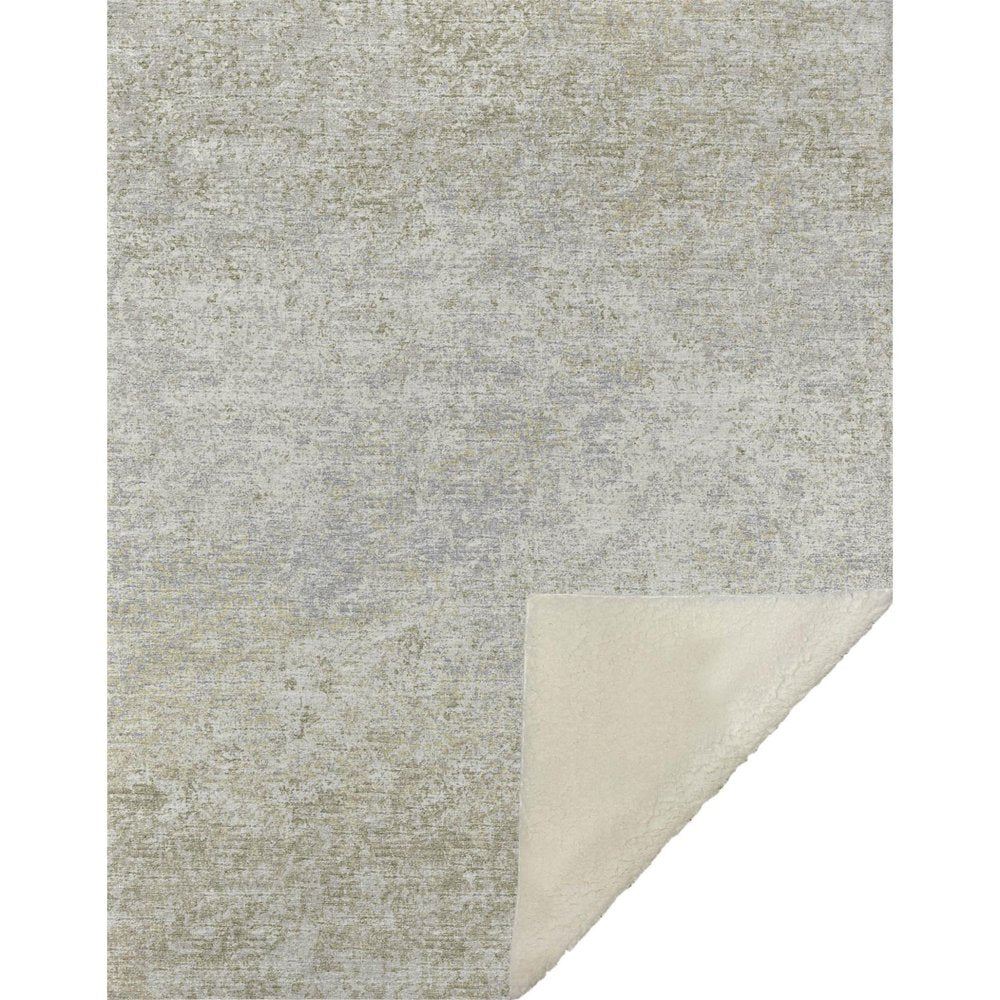 50" X 70" Beige And Gold Abstract Microfiber Plush Throw Blanket