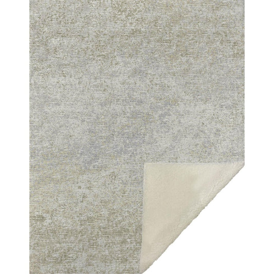 50" X 70" Beige And Gold Abstract Microfiber Plush Throw Blanket