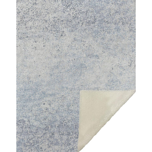 50" X 70" Blue And Beige Abstract Microfiber Plush Throw Blanket