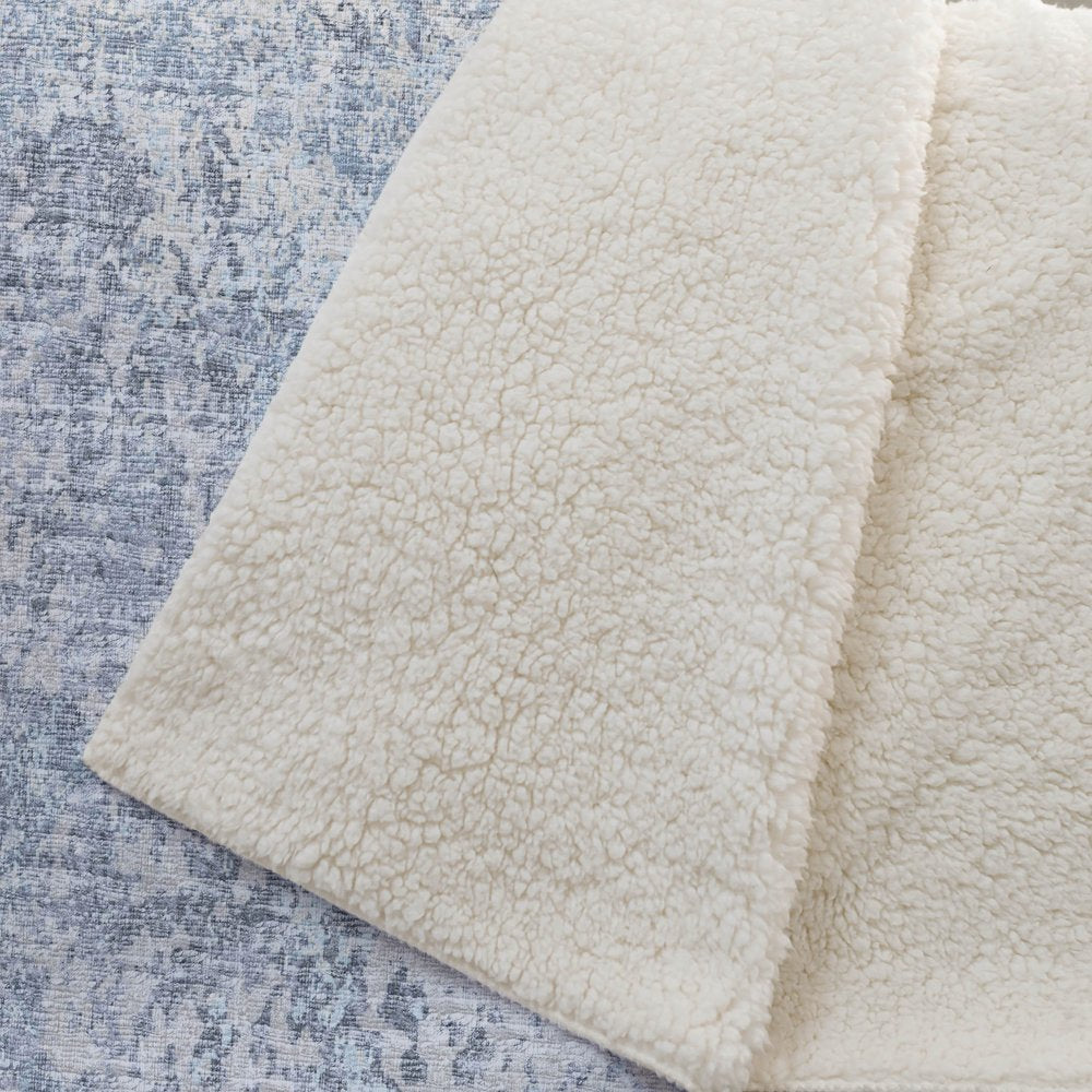 50" X 70" Blue And Beige Abstract Polyester Woven Plush Throw Blanket