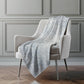 50" X 70" Blue And Beige Abstract Polyester Woven Plush Throw Blanket