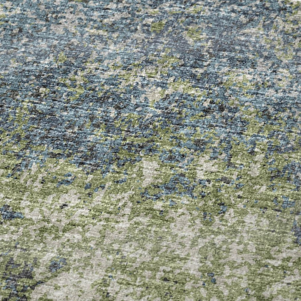 50" X 70" Green And Blue Abstract Polyester Woven Plush Throw Blanket