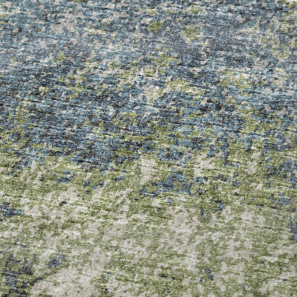 50" X 70" Green And Blue Abstract Polyester Woven Plush Throw Blanket