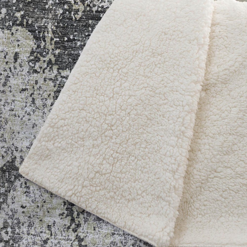 50" X 70" Gray And Black Abstract Polyester Woven Plush Throw Blanket