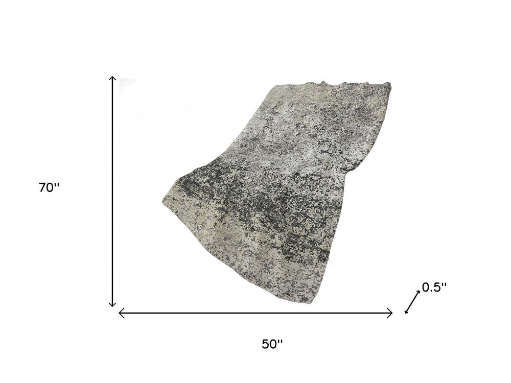 50" X 70" Gray And Black Abstract Polyester Woven Plush Throw Blanket