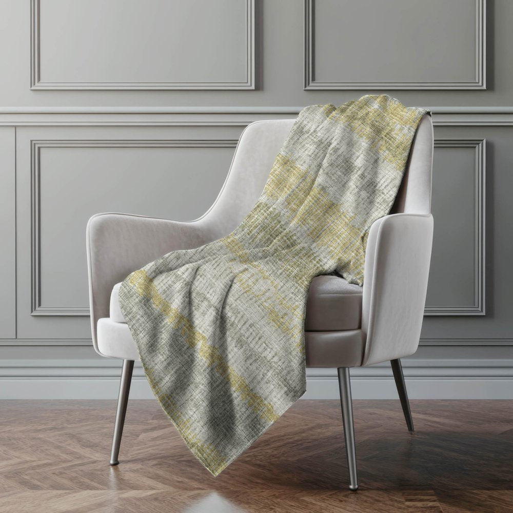 50" X 70" Sage And Gold Abstract Polyester Woven Plush Throw Blanket