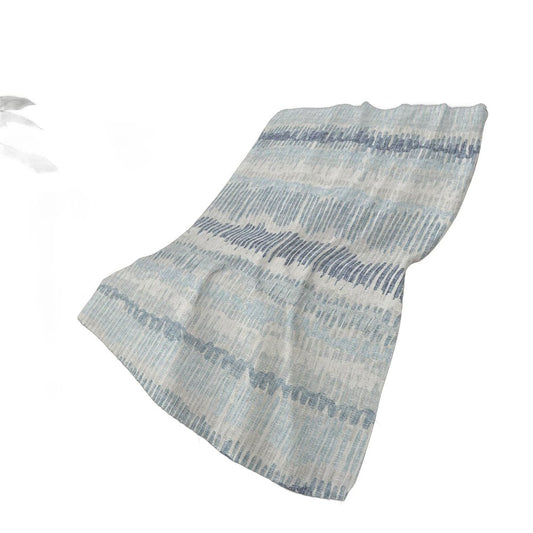 50" X 70" Blue And Beige Abstract Polyester Woven Plush Throw Blanket