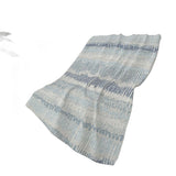 50" X 70" Blue And Beige Abstract Polyester Woven Plush Throw Blanket