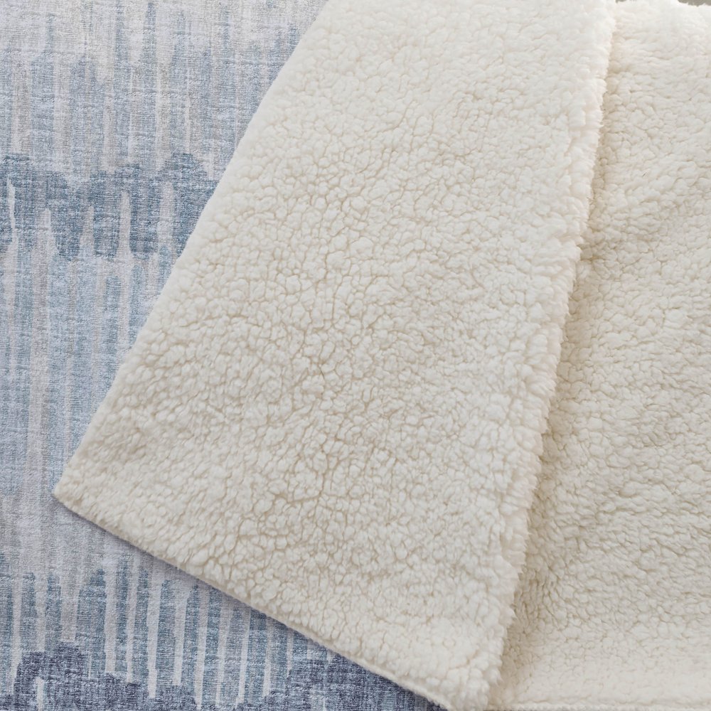 50" X 70" Blue And Beige Abstract Polyester Woven Plush Throw Blanket