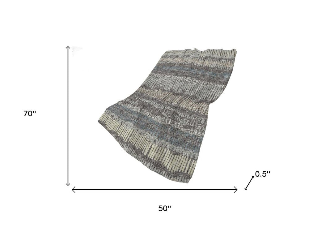 50" X 70" Gray And Charcoal Abstract Polyester Woven Plush Throw Blanket
