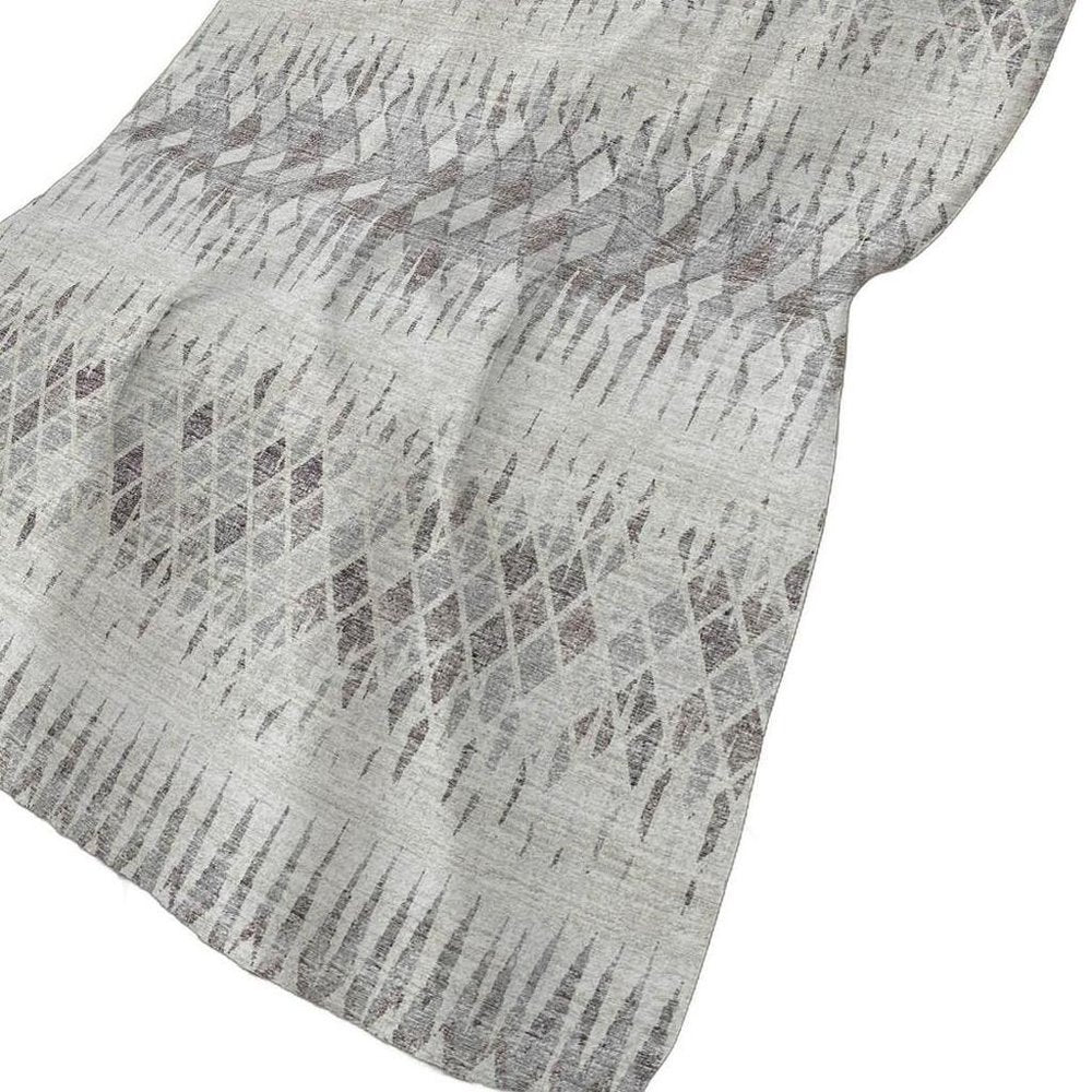 50" X 70" Beige And Gray Geometric Polyester Woven Plush Throw Blanket