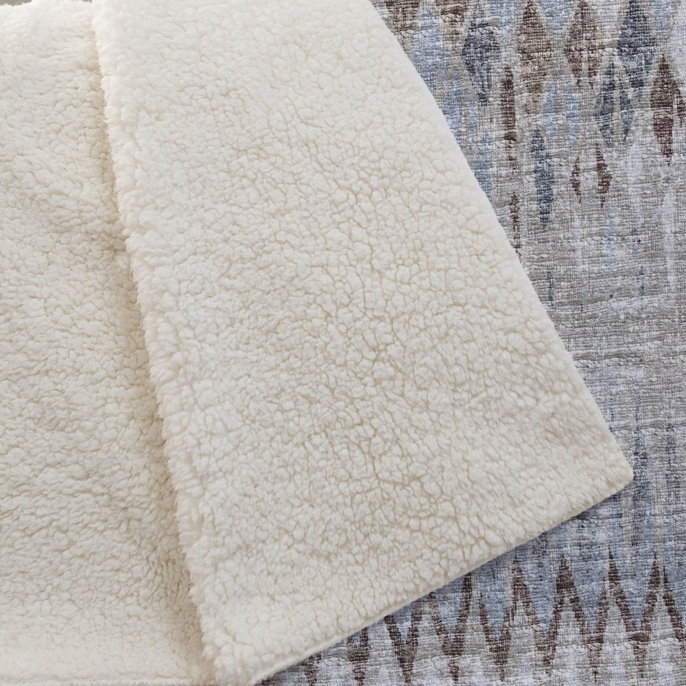 50" X 70" Blue And Gray Geometric Polyester Woven Plush Throw Blanket