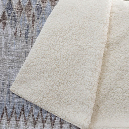 50" X 70" Blue And Gray Geometric Polyester Woven Plush Throw Blanket