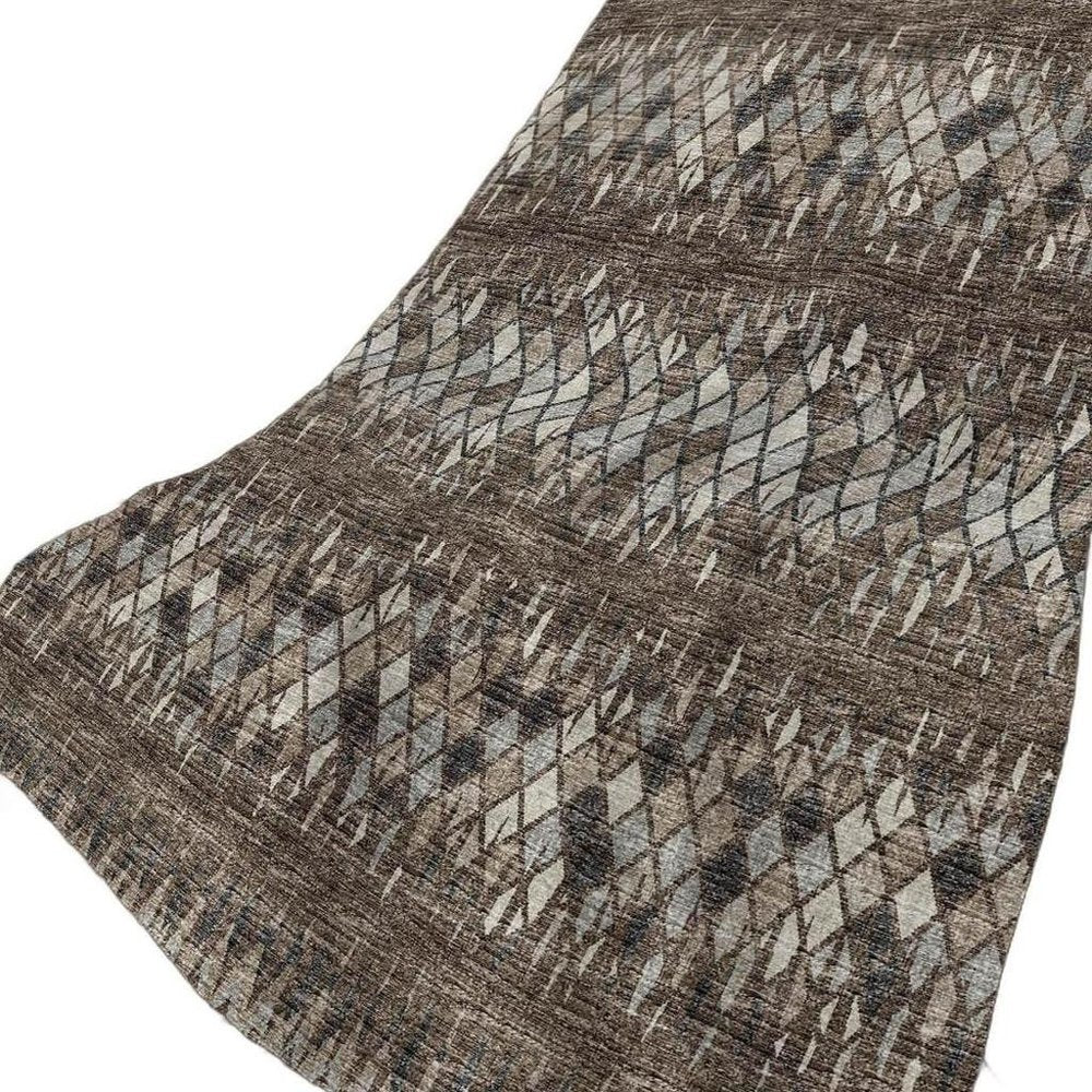 50" X 70" Brown And Beige Geometric Polyester Woven Plush Throw Blanket