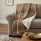 50" X 70" Cinnamon Gold And Blue Geometric Polyester Woven Plush Throw Blanket