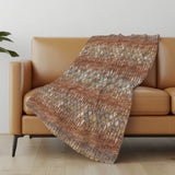 50" X 70" Cinnamon Gold And Blue Geometric Polyester Woven Plush Throw Blanket