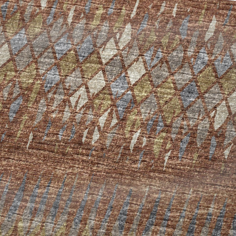 50" X 70" Cinnamon Gold And Blue Geometric Polyester Woven Plush Throw Blanket