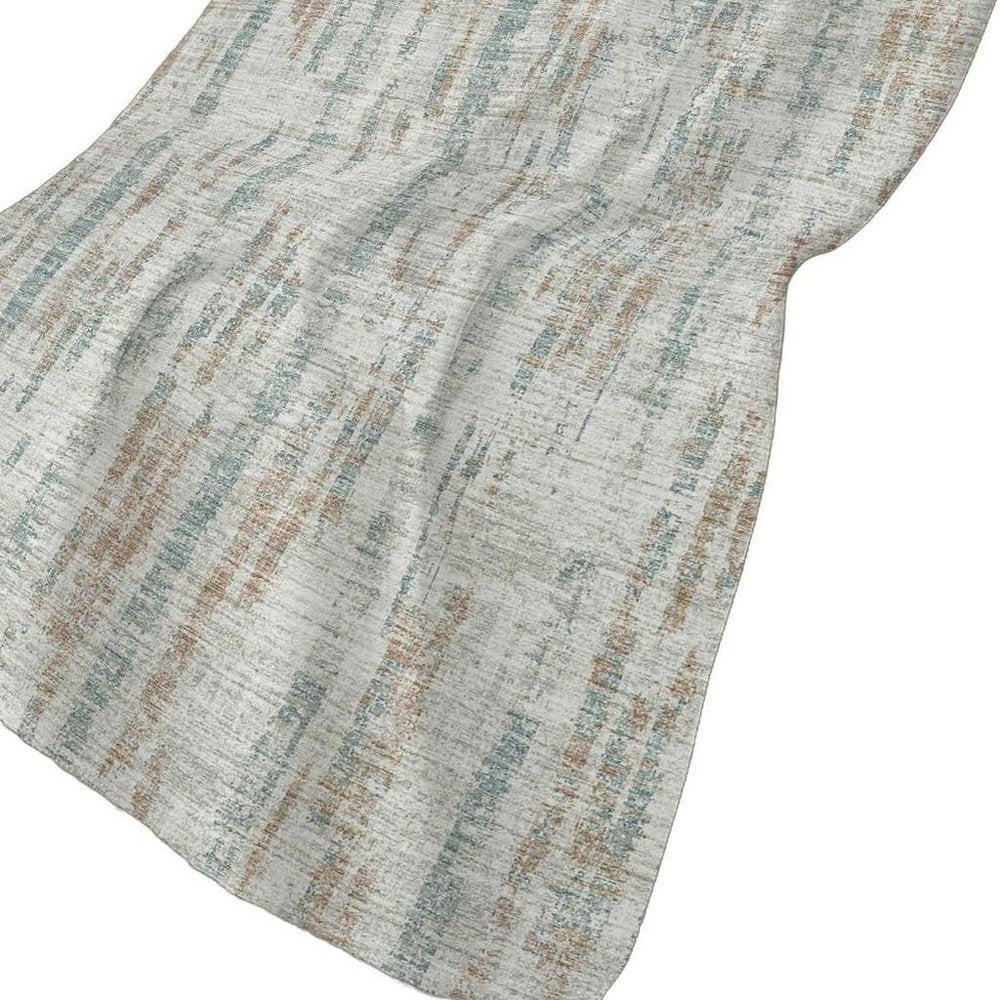 50" X 70" Ivory And Blue Abstract Polyester Woven Plush Throw Blanket