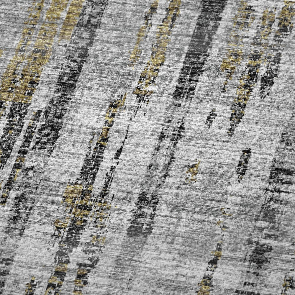 50" X 70" Silver Charcoal And Gold Abstract Polyester Woven Plush Throw Blanket