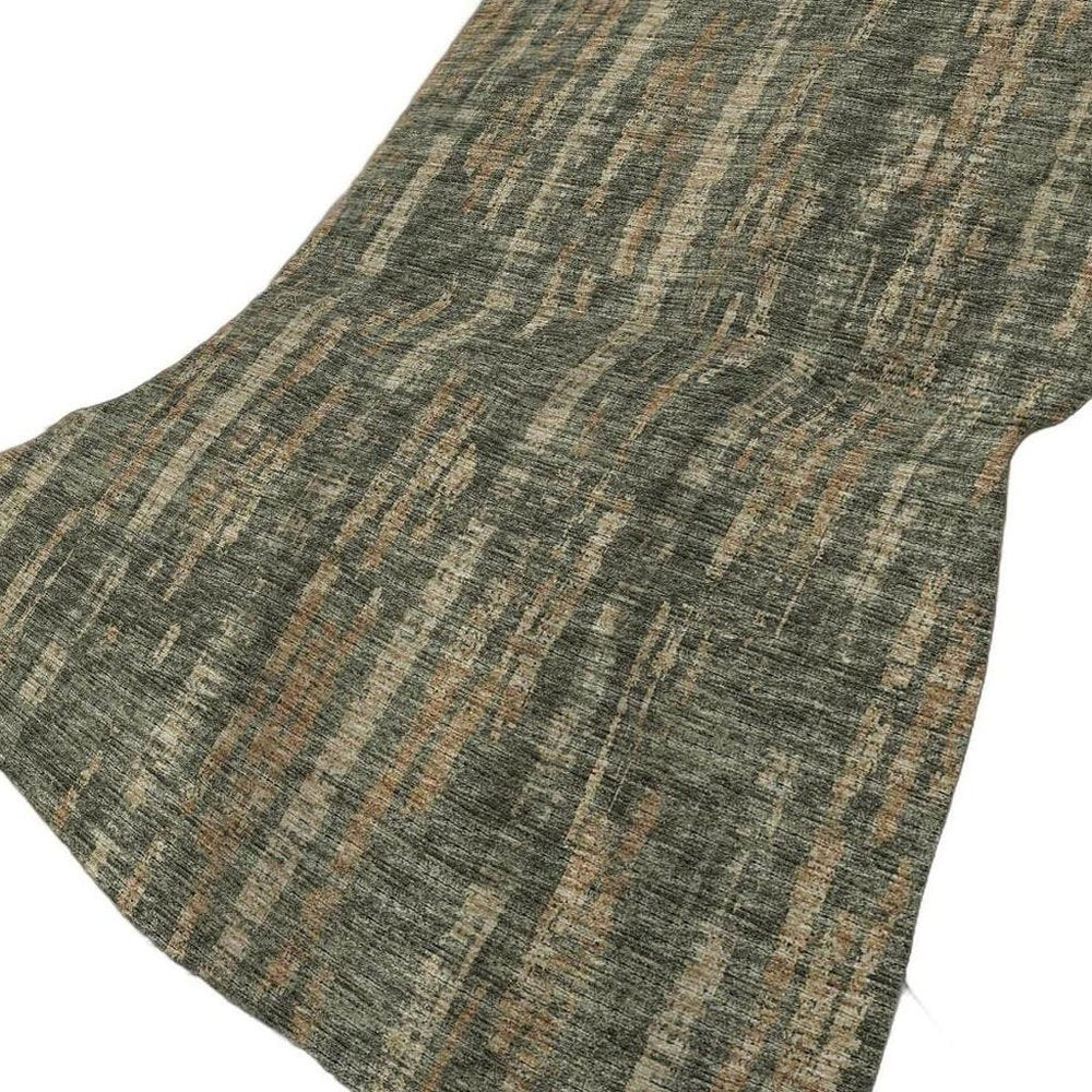 50" X 70" Green And Wheat Abstract Polyester Woven Plush Throw Blanket