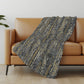 50" X 70" Granite Gray And Gold Abstract Polyester Woven Plush Throw Blanket