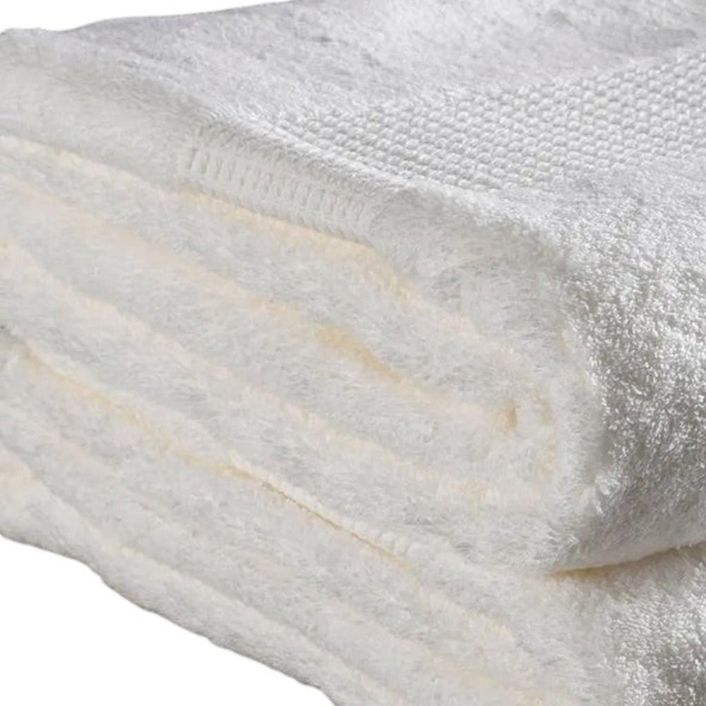 Set of Two White Turkish Cotton 13" X 13" Quick Dry Terry Cloth Washcloths