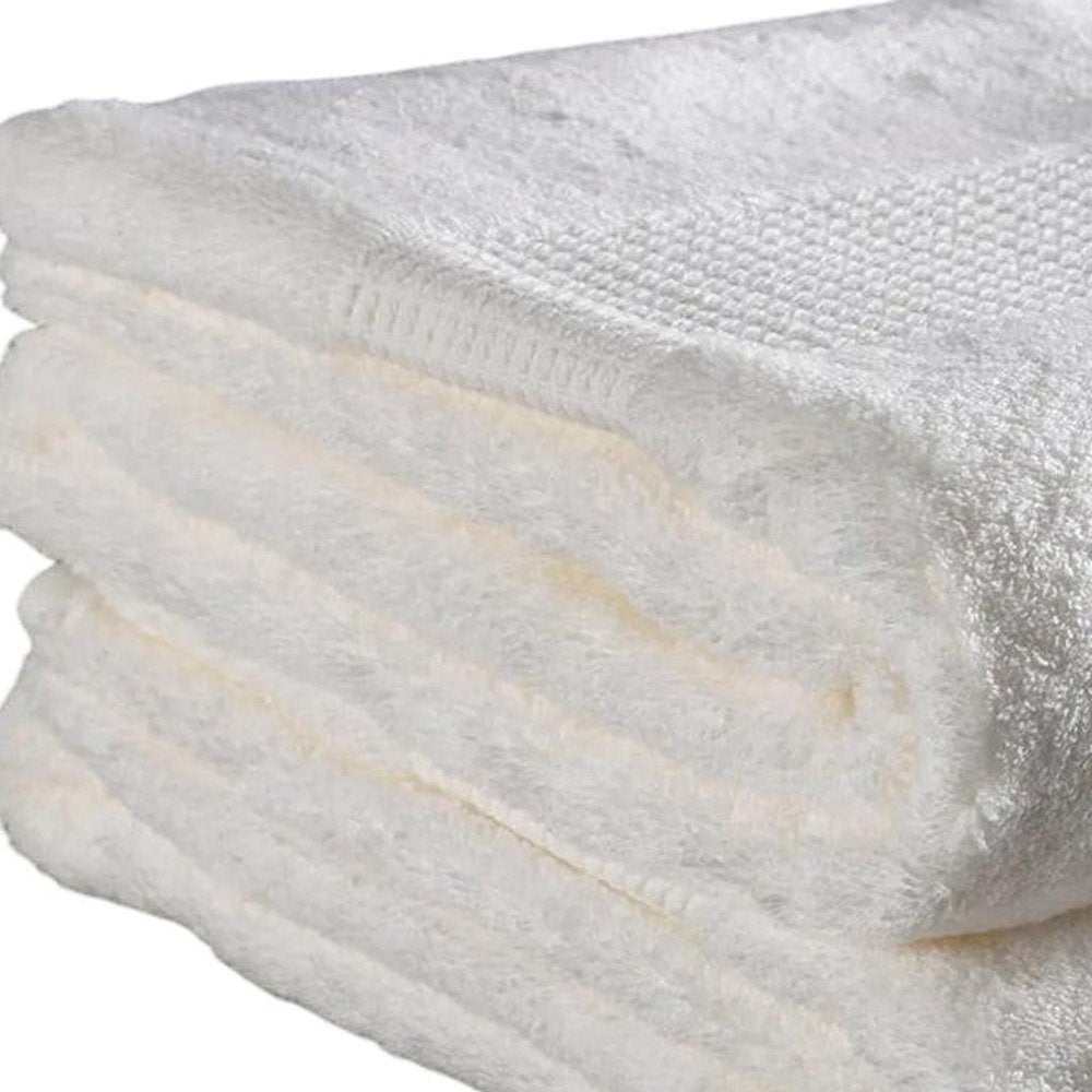 Set of Two White Cotton 16" X 30" Quick Dry Terry Cloth Hand Towels
