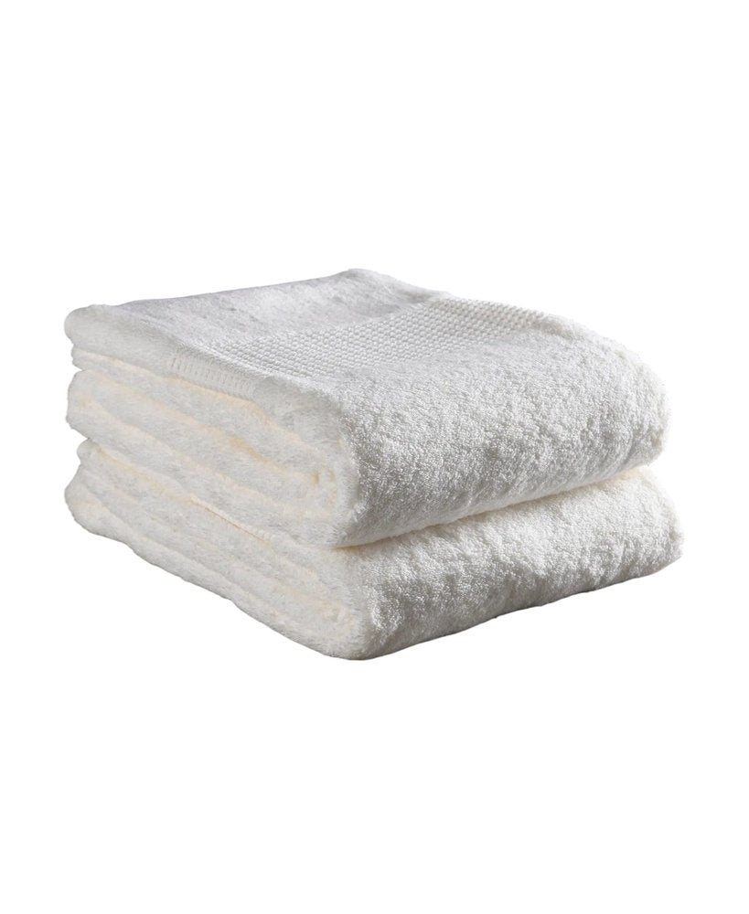 Set of Two White Cotton 30" X 54" Quick Dry Terry Cloth Bath Towels