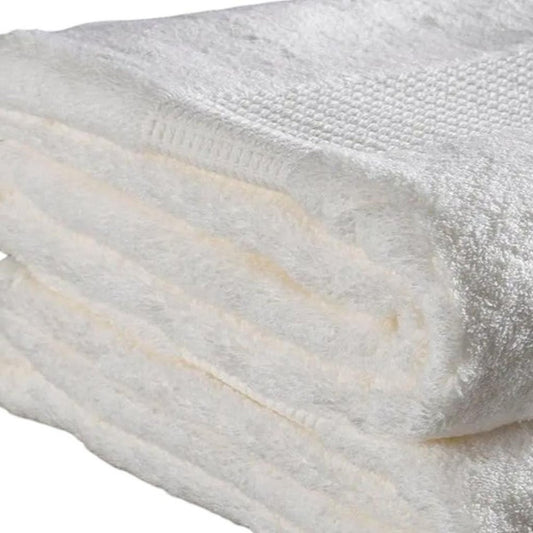 Set of Two White Cotton 30" X 54" Quick Dry Terry Cloth Bath Towels