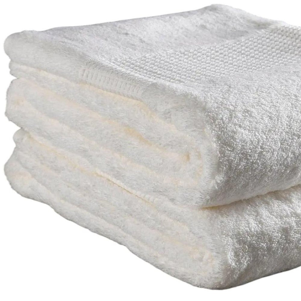 Set of Two White Cotton 30" X 54" Quick Dry Terry Cloth Bath Towels