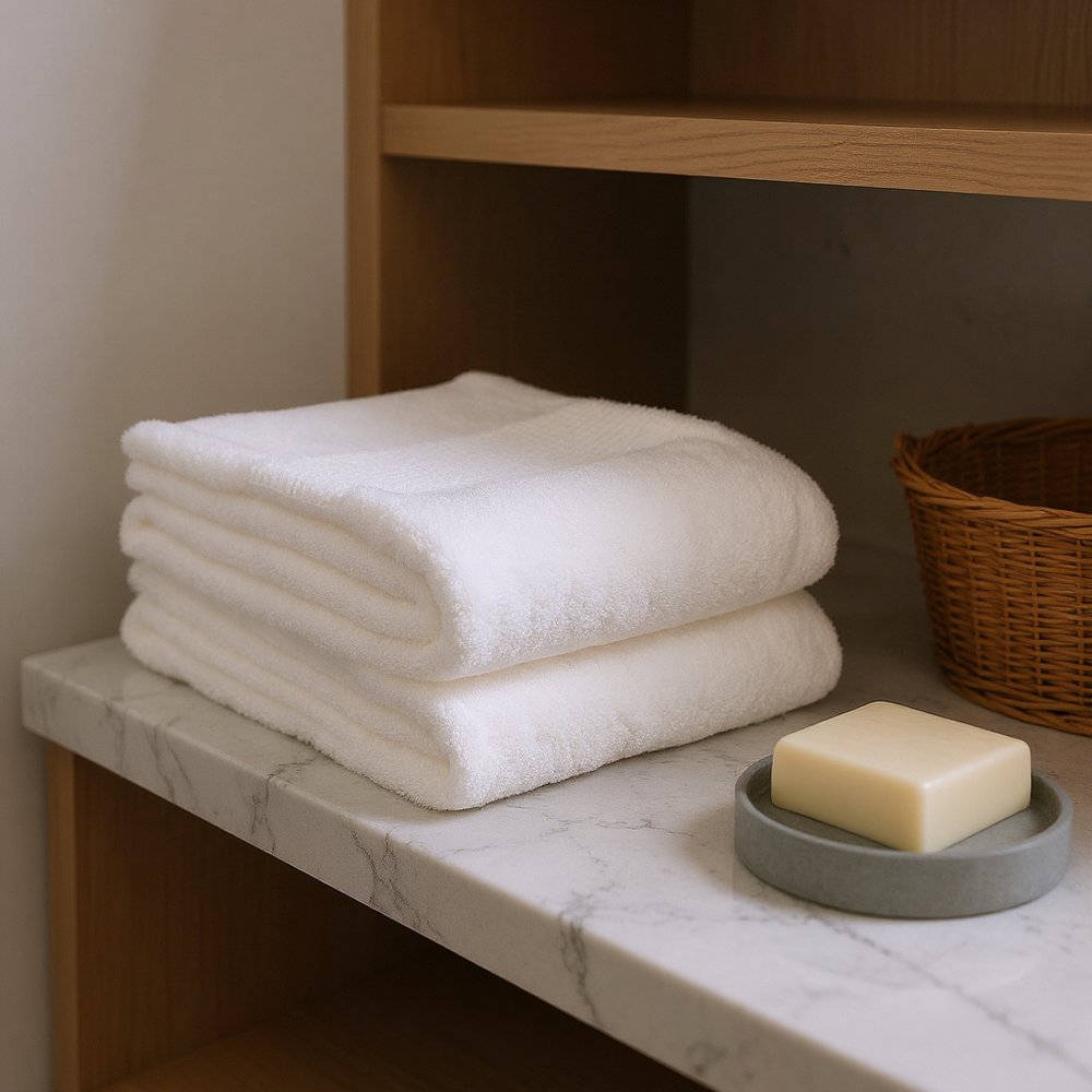 Set of Two White Cotton 30" X 54" Quick Dry Terry Cloth Bath Towels