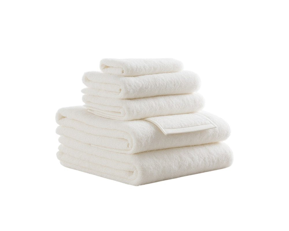 Set of Six White Cotton Quick Dry Terry Cloth Towels