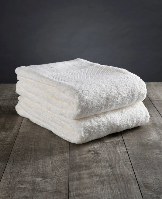 Set of Two Ivory Cotton 16" X 30" Quick Dry Terry Cloth Hand Towels