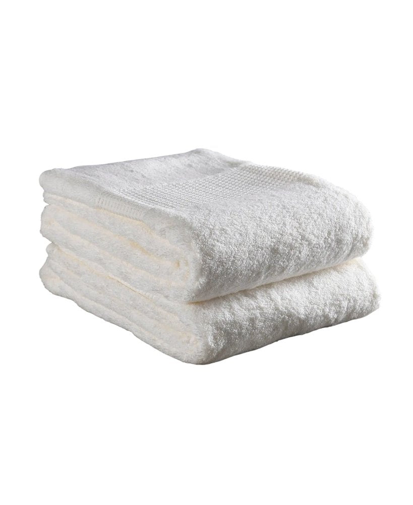 Set of Two Ivory Cotton 16" X 30" Quick Dry Terry Cloth Hand Towels