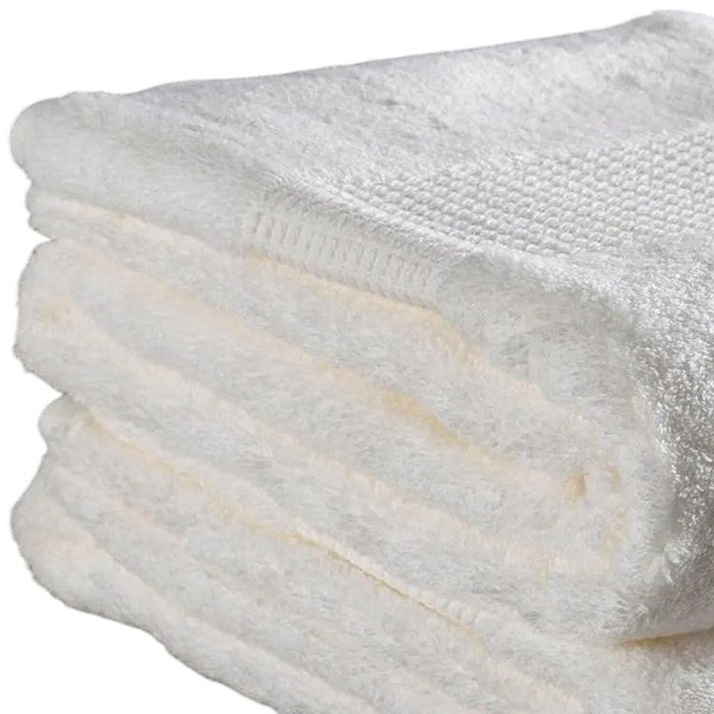 Set of Two Ivory Cotton 16" X 30" Quick Dry Terry Cloth Hand Towels