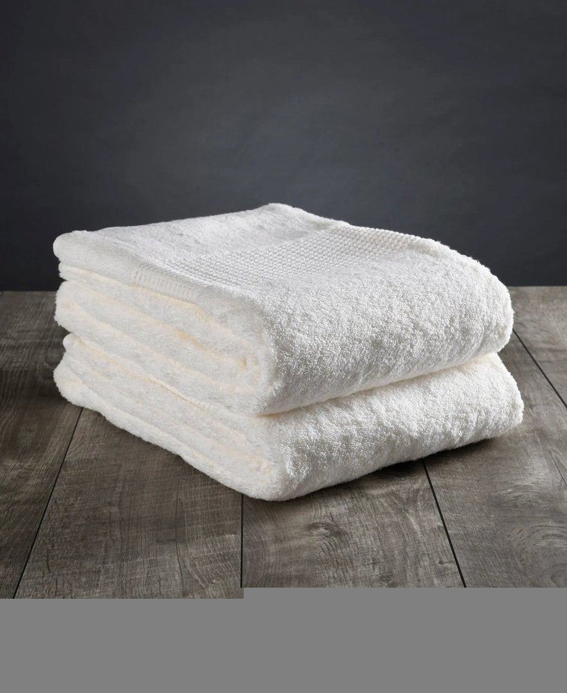 Set of Two Ivory Cotton 30" X 54" Quick Dry Terry Cloth Bath Towels