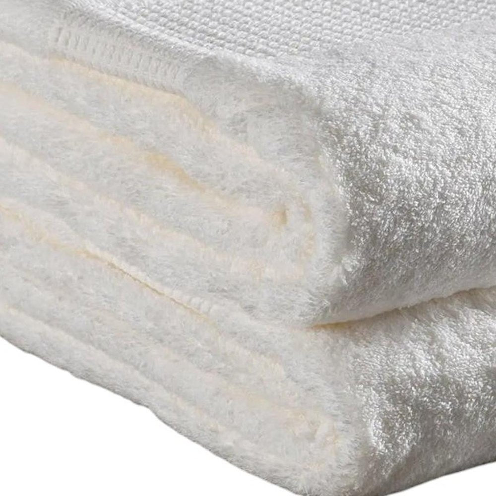 Set of Two Ivory Cotton 30" X 54" Quick Dry Terry Cloth Bath Towels